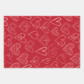 バレンタインの赤とピンクのハートパターンセット3 ラッピングペーパーシート (正面3)