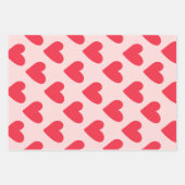 バレンタインの赤とピンクのハートパターンセット3 ラッピングペーパーシート (正面)