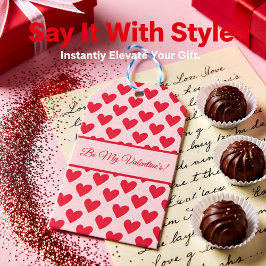 バレンタインの赤とピンクのハートパターン ギフトタグ