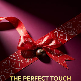 バレンタインの赤とピンクのハートパターン サテンリボン