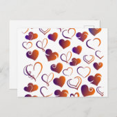 バレンタインの赤と紫のハートパターン ポストカード (正面/裏面)
