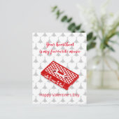 バレンタインの赤レトロなオーディオタペ ポストカード (スタンド正面)