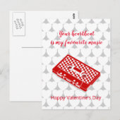 バレンタインの赤レトロなオーディオタペ ポストカード (正面/裏面)