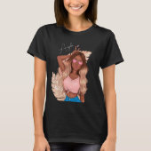 バレンタインの輝きの女の子 日焼けした髪 ピンク Tシャツ (正面)