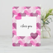 バレンタインの透明ハートピンク赤面パターン シーズンカード (スタンド正面)