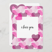 バレンタインの透明ハートピンク赤面パターン シーズンカード (正面/裏面)