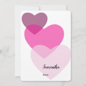 バレンタインの透明ハートピンク赤面パターン シーズンカード (裏面)