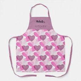 バレンタインの透明ハート梅赤面模様 エプロン