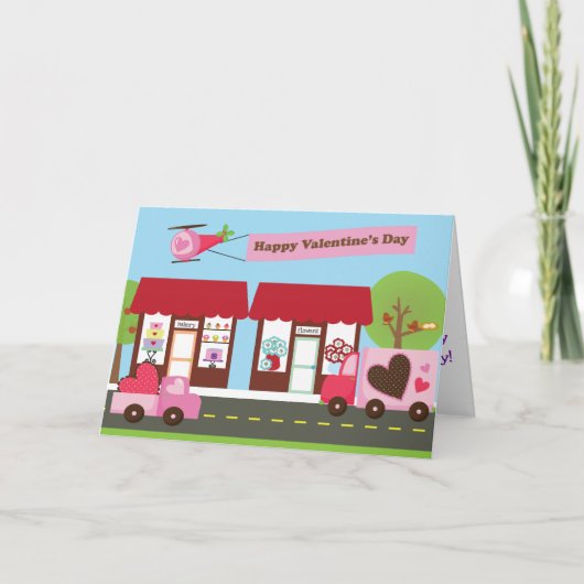 バレンタインの通り5x7の挨拶状 シーズンカード (正面)