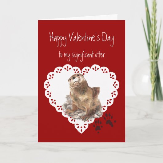 バレンタインの重要なカワウソ動物のユーモア シーズンカード (正面)