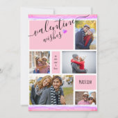 バレンタインの願い5写真コラージピンクバレンタイン シーズンカード (正面)