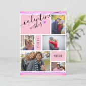 バレンタインの願い5写真コラージピンクバレンタイン シーズンカード (スタンド正面)