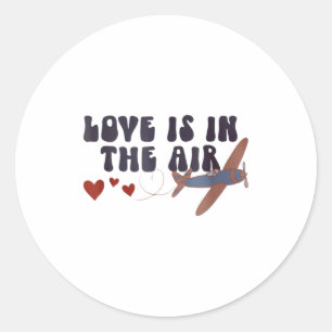 バレンタインの飛行機 Love Is In The Air ラウンドシール