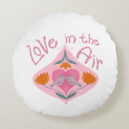 バレンタインの鳥と花に愛 ラウンドクッション