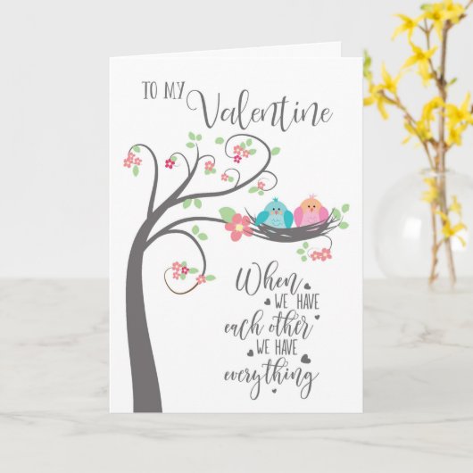 バレンタインの鳥の巣とき我々は持っている カード (黄色い花)