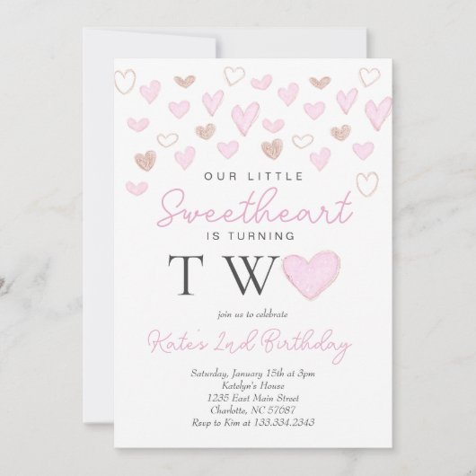 バレンタインの2回目の誕生日の招待状 招待状 (正面)