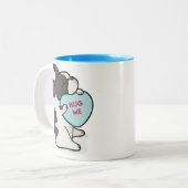 バレンタインの2015フランス人のブルドッグ黒い雑色のコーヒー ツートーンマグカップ (正面左)