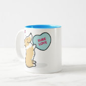 バレンタインの2015ペンブロークのコーギー赤いコーヒー・マグ ツートーンマグカップ (正面左)