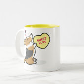 バレンタインの2015年のカーディガンのコーギーの三Colコーヒー・マグ ツートーンマグカップ (正面左)