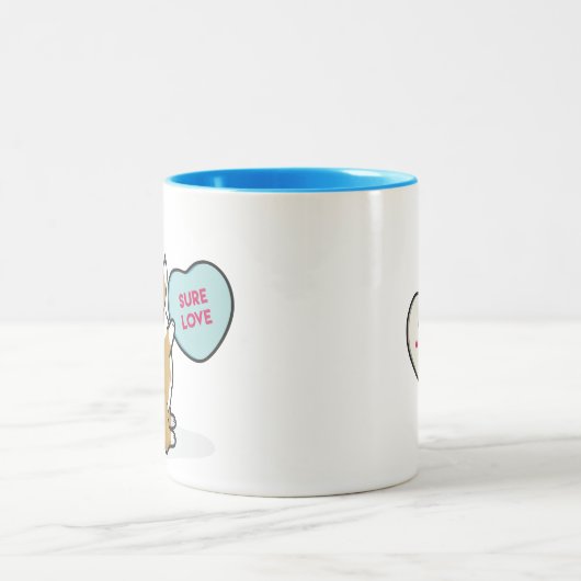 バレンタインの2015年のカーディガンのコーギー赤いコーヒー・マグ ツートーンマグカップ (中央)