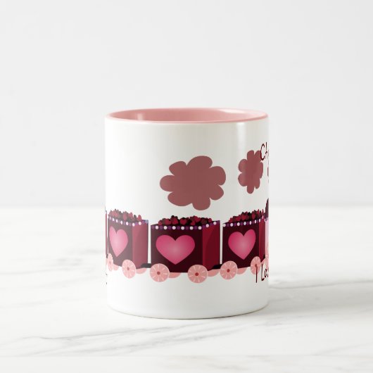 バレンタインのChoo-Chooの列車のマグ ツートーンマグカップ (中央)