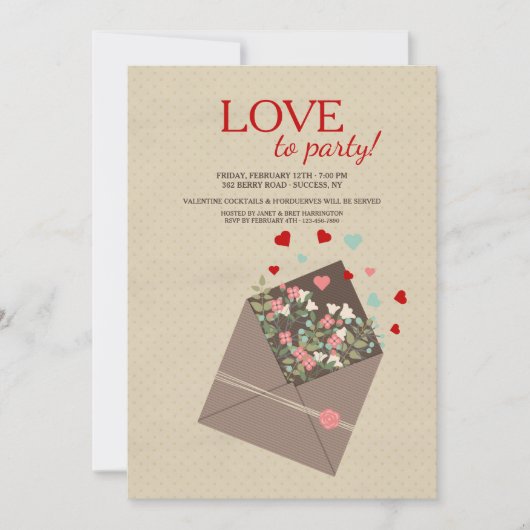 バレンタインのPosiesの招待状 招待状 (正面)
