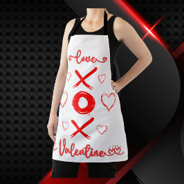 バレンタインのXOXOと赤のハート | エプロン