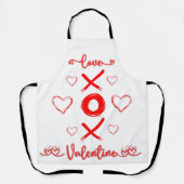 バレンタインのXOXOと赤のハート | エプロン (正面)