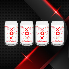 バレンタインのXOXOと赤のハート | ガラス缶