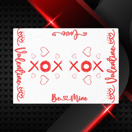 バレンタインのXOXOと赤のハート | テーブルクロス
