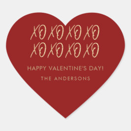 バレンタインのXOXO赤フェイク金ゴールド ハートシール