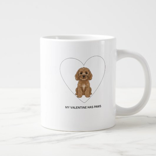 バレンタインはわんこ コカプー 愛犬家 ジャンボコーヒーマグカップ (右)
