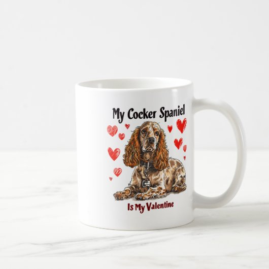 バレンタインはスパニエル 愛犬家のバレンタインデー コーヒーマグカップ (右)
