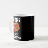 バレンタインは寿司 日本食 バレンタインデー コーヒーマグカップ (正面左)