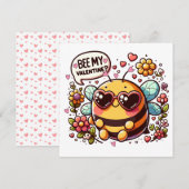 バレンタインは私と一緒に? - チャーミングなハチのバレンタインカード シーズンカード (正面/裏面)