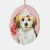 バレンタインばら色のHavanese セラミックオーナメント (右)