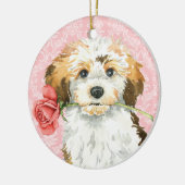 バレンタインばら色のHavanese セラミックオーナメント (左)