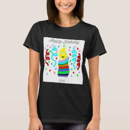 バレンタインろうそくあいさつ 女性用黒Tシャツ Tシャツ