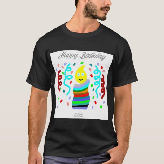 バレンタインろうそくのあいさつ メンズ ブラックTシャツ Tシャツ (正面)