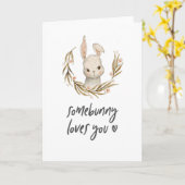 . .バレンタインを愛するウサギが好き カード (黄色い花)