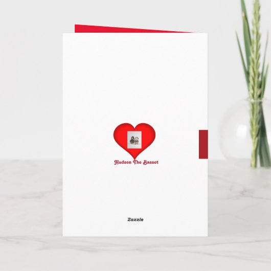 バレンタインを検索中かわいいバセットハウンド シーズンカード (裏面)