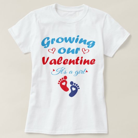 バレンタインを育てる女の子の新妊娠 Tシャツ (デザイン正面)