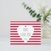 バレンタインアイラブユーXOXOラブテーマカスタム文字 シーズンポストカード (スタンド正面)