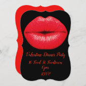 バレンタインアポップ・アートのートレッドキスレトロディナーパーティー 招待状 (正面/裏面)