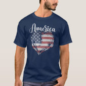 バレンタインアメリカ国旗の乱交ハート「アメリカ」 Tシャツ (正面)