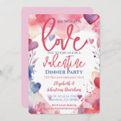 バレンタインウォーターカラーラブディナーパーティー 招待状 (正面/裏面)