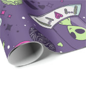 バレンタインエイリアン愛ufo宇宙船パープル ラッピングペーパー (ロールコーナー)