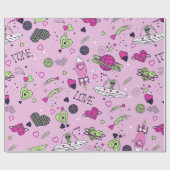 バレンタインエイリアン愛ufo宇宙船ピンク ラッピングペーパー (フラット)