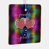 バレンタインエレガントインターロックハートデザイン セラミックオーナメント (右)