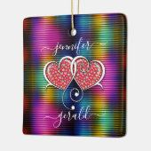 バレンタインエレガントインターロックハートデザイン セラミックオーナメント (左)